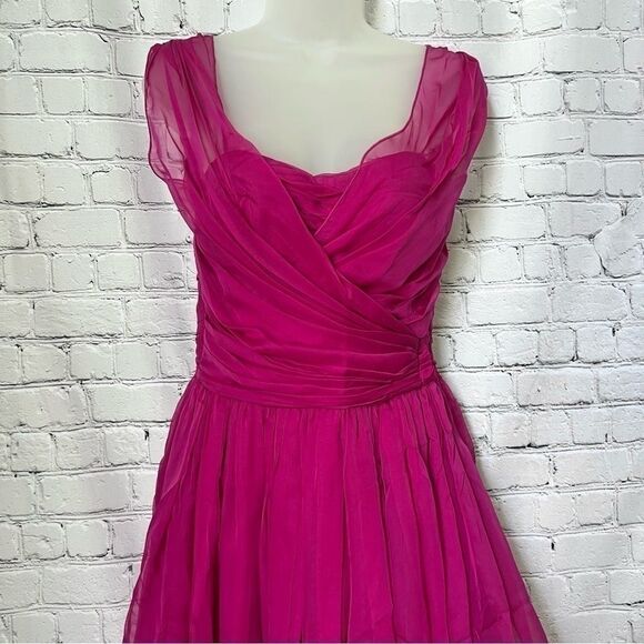 Dolce & Gabbana magenta silk chiffon bustier gathered fit & flare dress size 40 - Picture 4 of 16